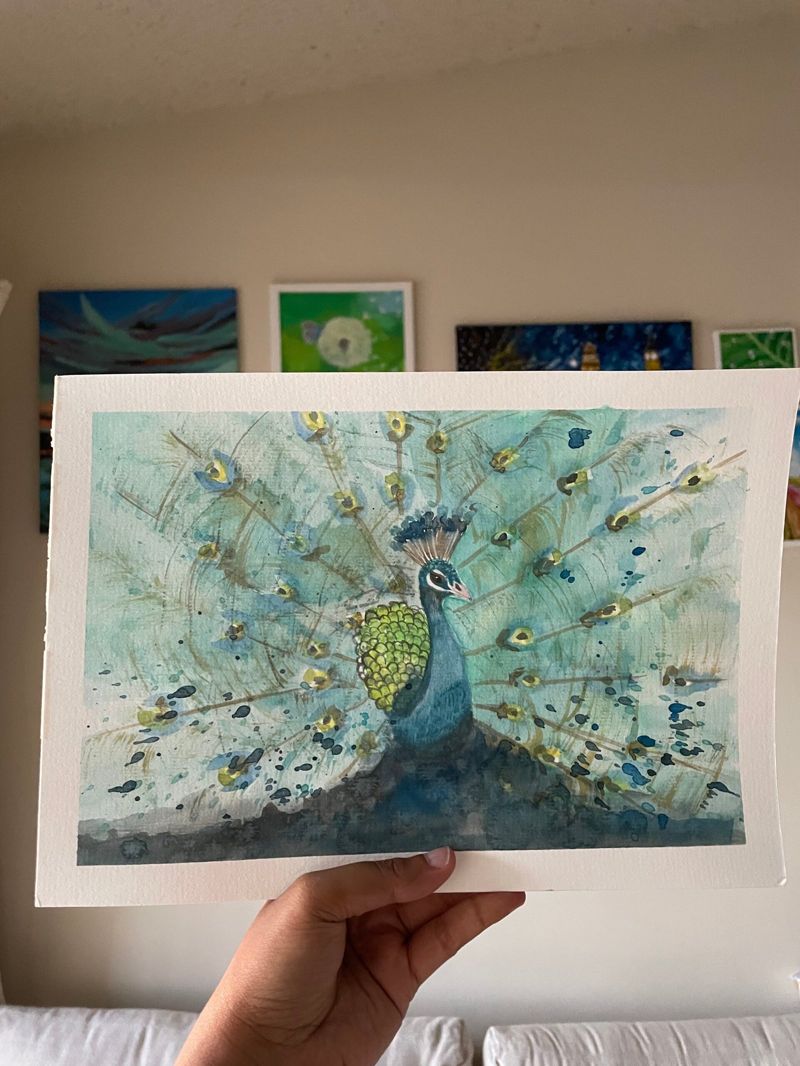 Hand made peacock painting for sale